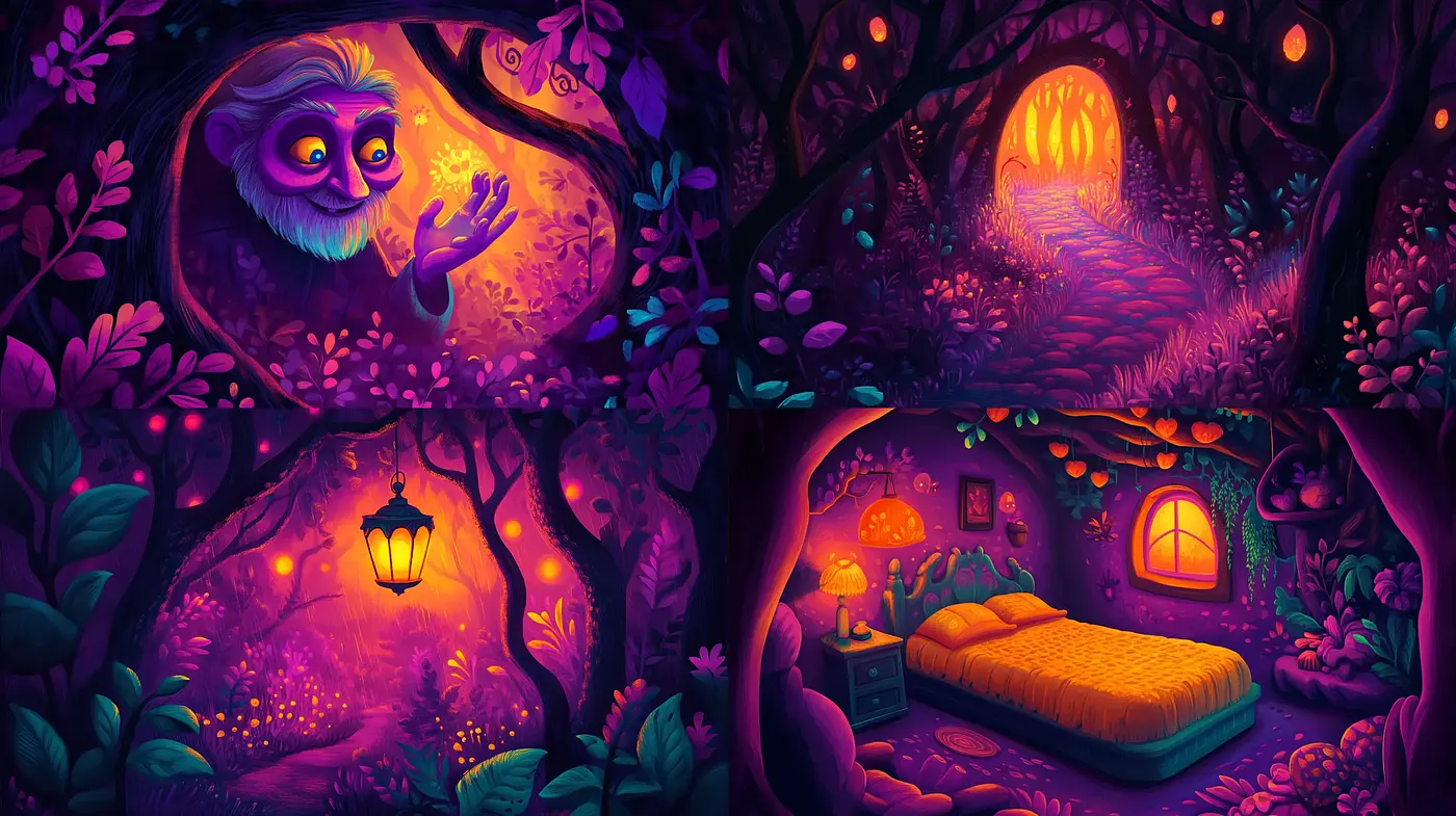 Enchanted Twilight: A Whimsical Fusion of Luminous Hues and Dreamlike Imagery - Midjourney sref style