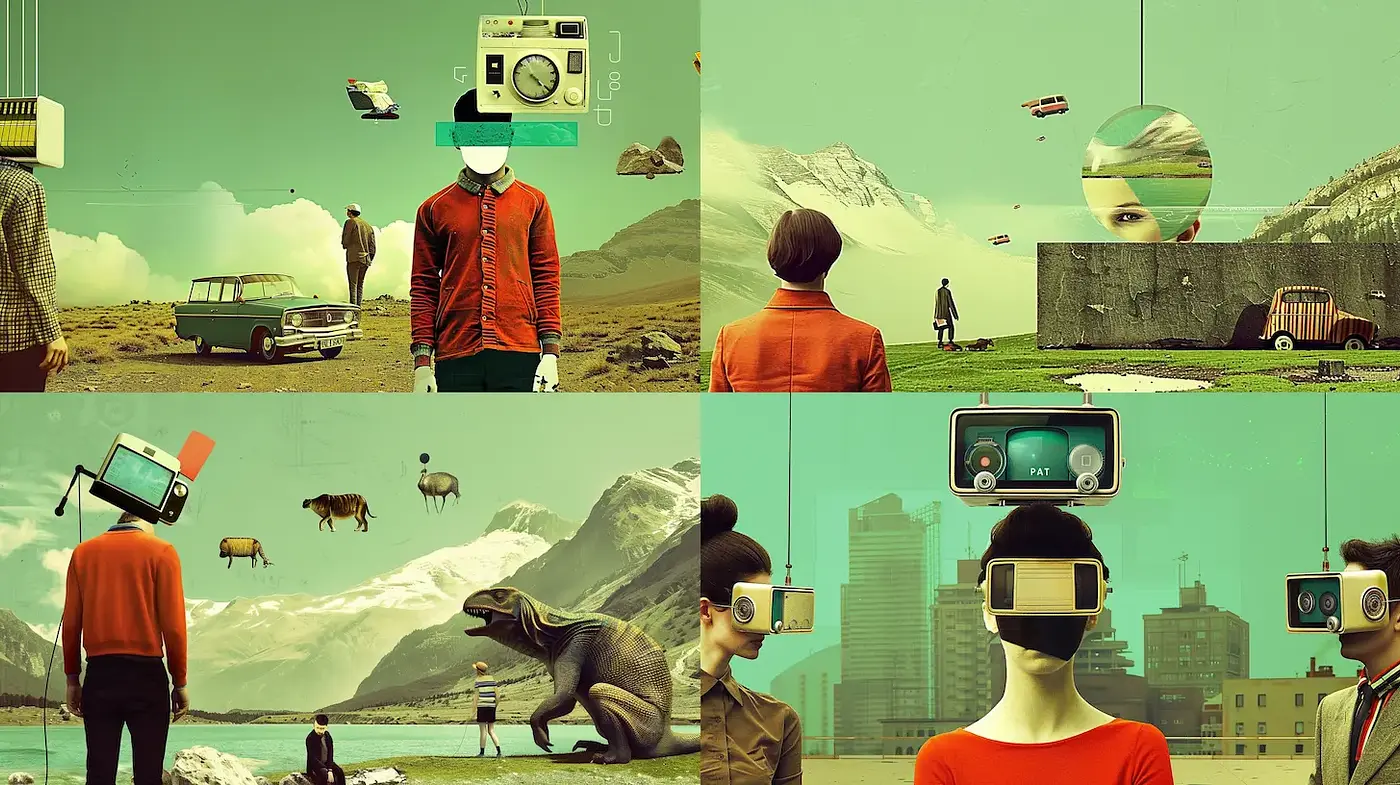 Surrealist Vintage Pop Imagery with a Nostalgic Twist - Midjourney sref style