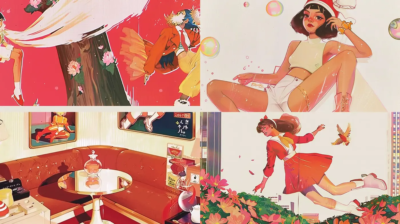 Warm Hues and Ethereal Textures in Modern Anime Inspired Visual Aesthetic - Midjourney sref style