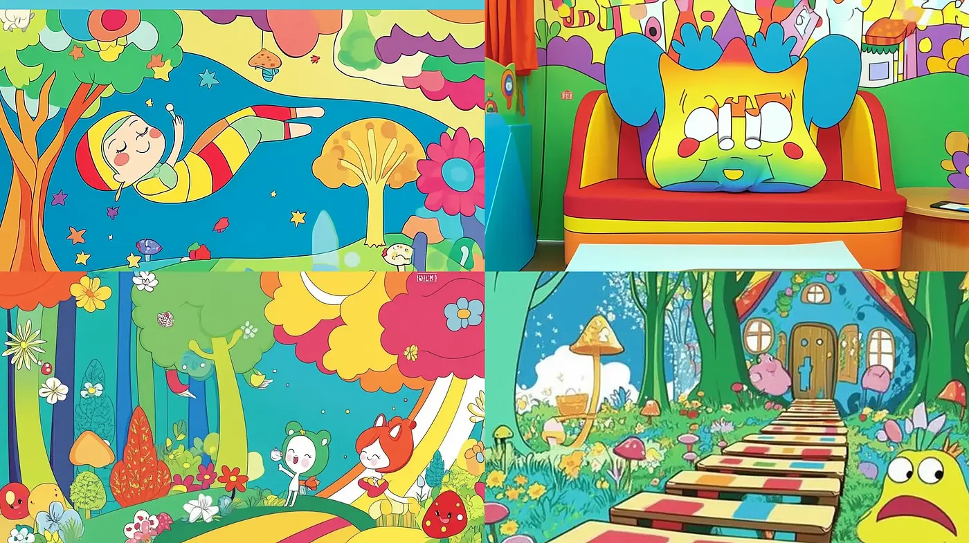 Enchanting and Vivid Storybook Illustration Panorama - Midjourney sref style