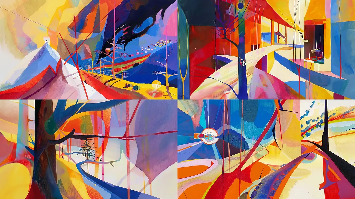 Vibrant Synesthetic Abstraction with Dynamic Geometric Forms - Midjourney sref style
