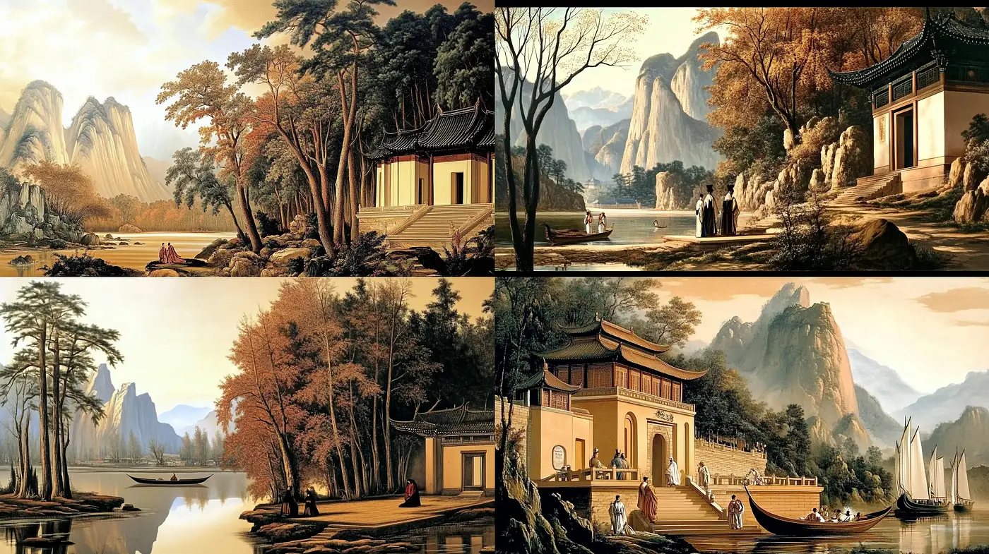 Tranquil Scenes of Traditional Eastern Elegance - Midjourney sref style