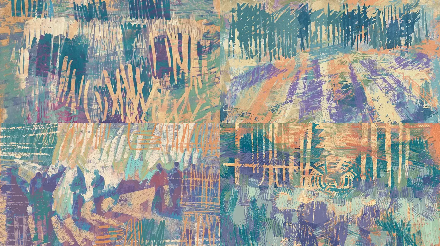 Abstract Textural Symphony in Muted Earth Tones - Midjourney sref style