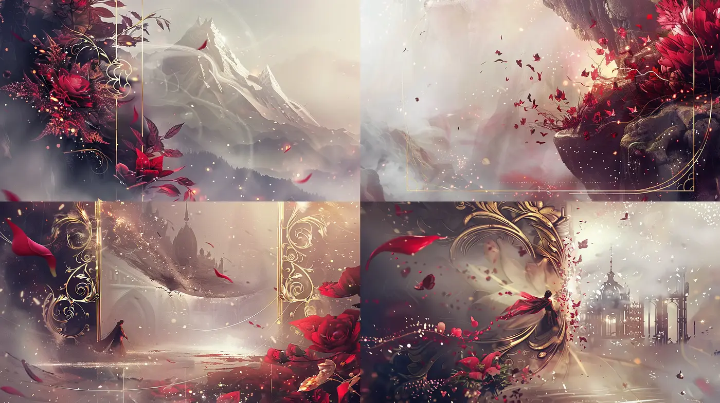 Ethereal Crimson Dreamscape with a Surrealistic Touch - Midjourney sref style
