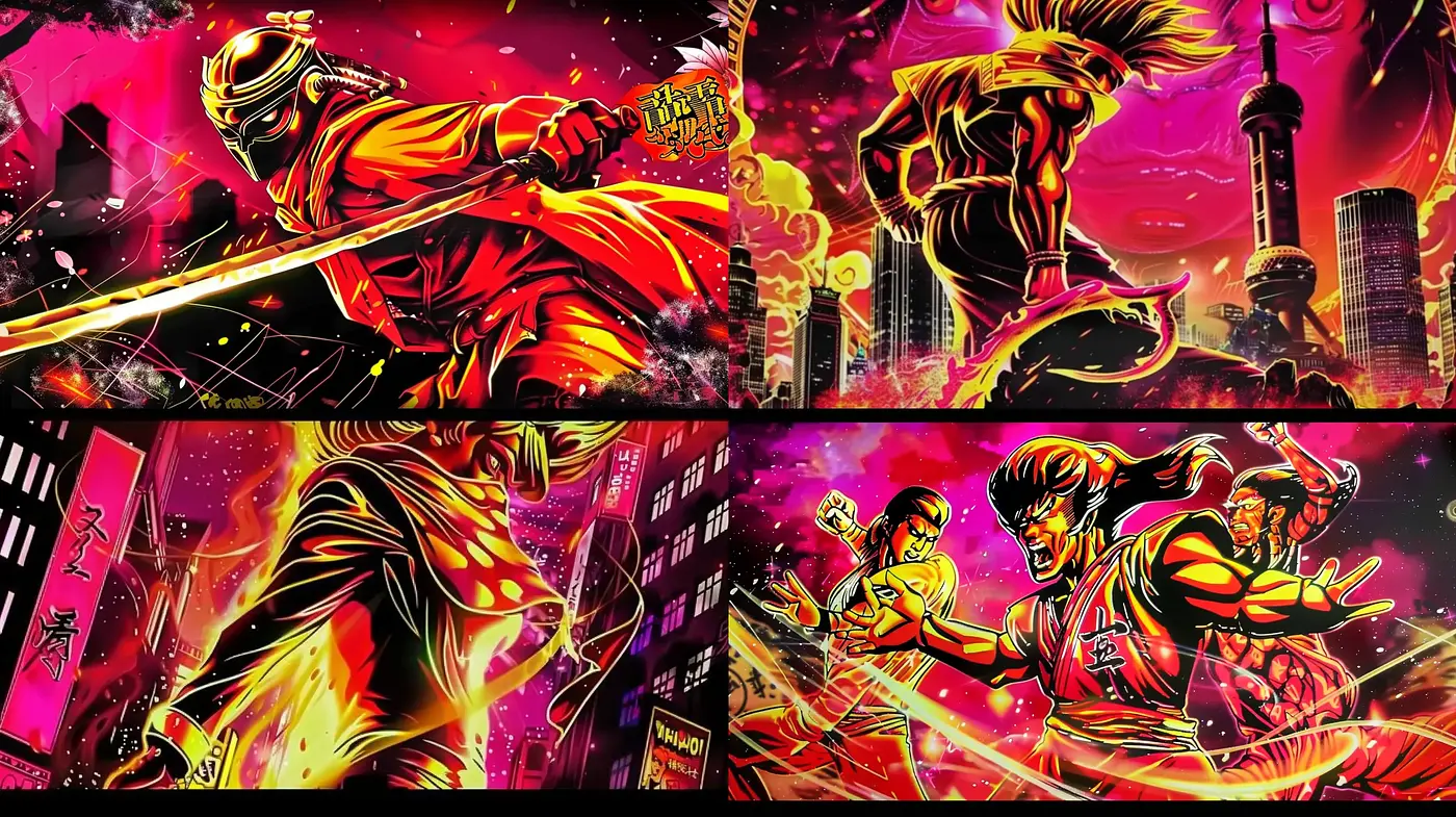 Neon Samurai: A Fusion of Cyberpunk and Traditional Japanese Art - Midjourney sref style