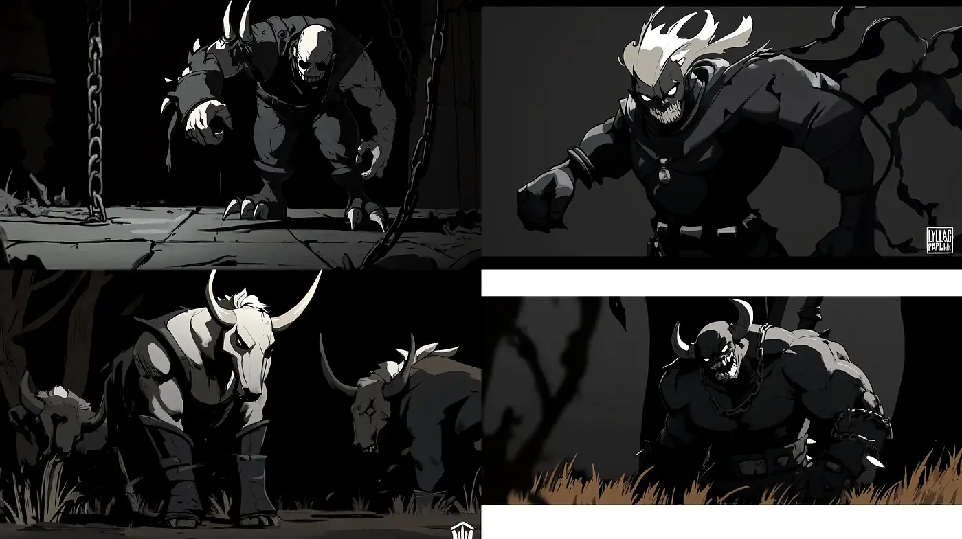 Monochromatic Essence of Beastly Vigor - Midjourney sref style