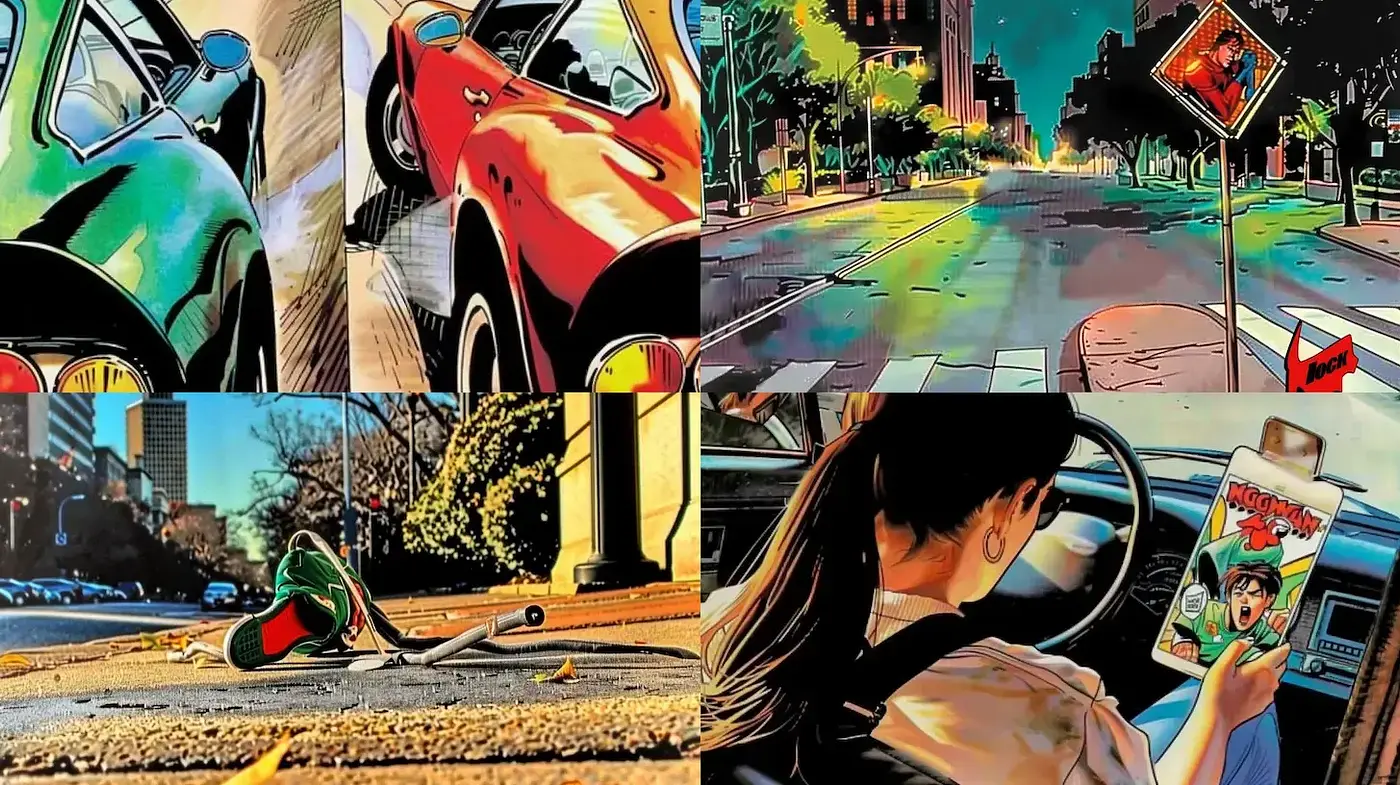 Vibrant and Dynamic Urban Illustrations with a Retro Flair - Midjourney sref style