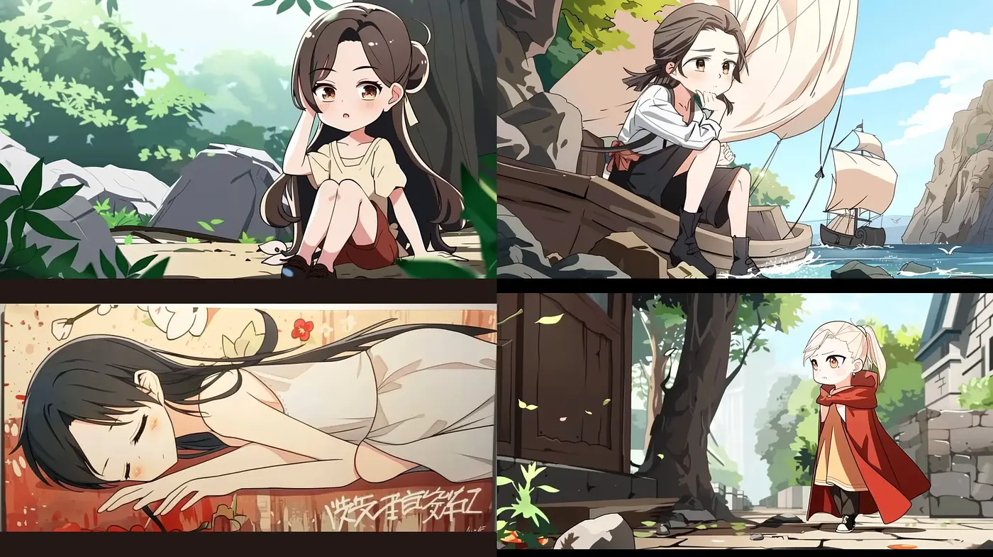 Serene Storybook Illustration Style with Anime Influence - Midjourney sref style
