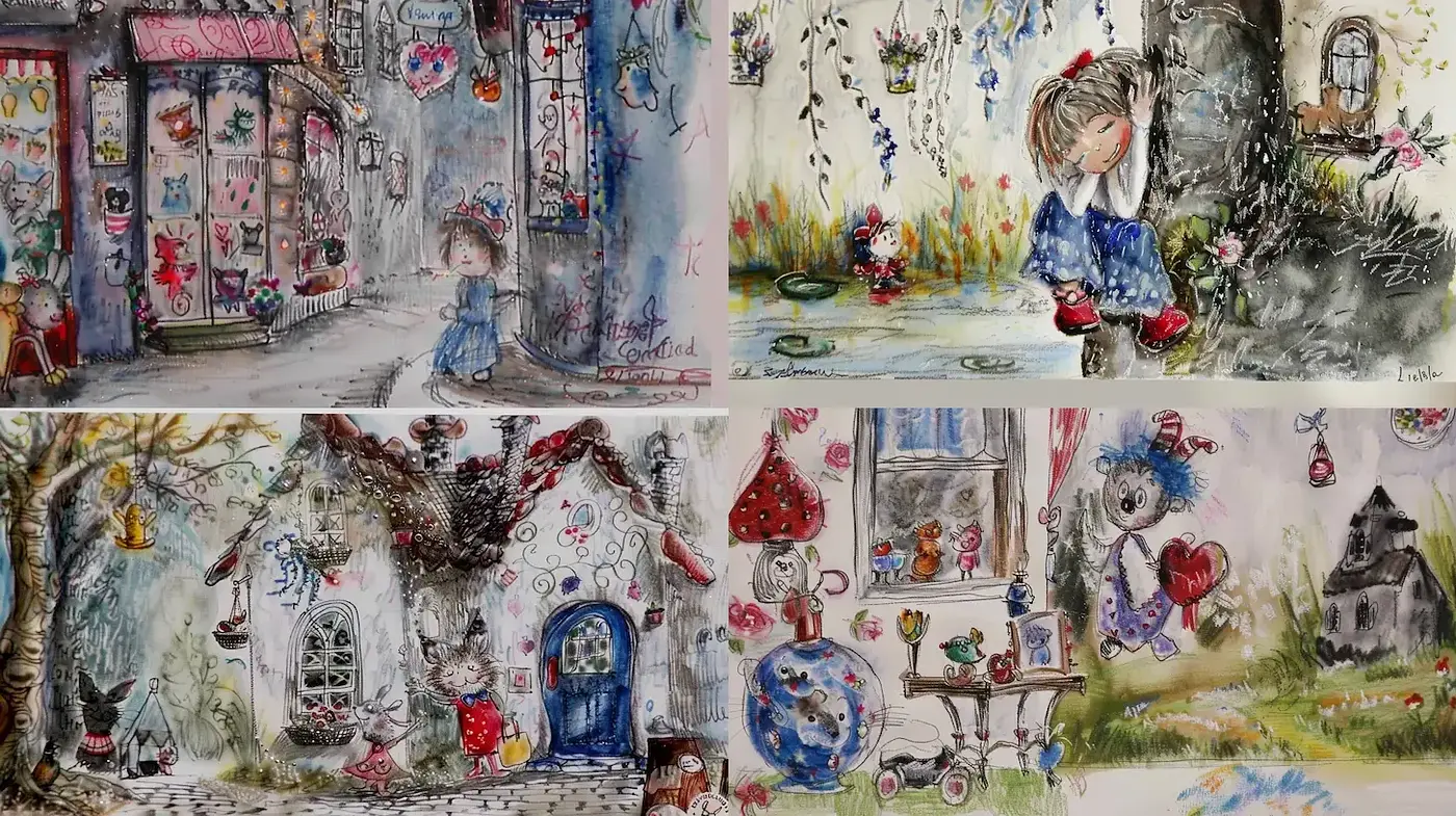 Charming Whimsical Illustrations with a Playful Narrative Style - Midjourney sref style