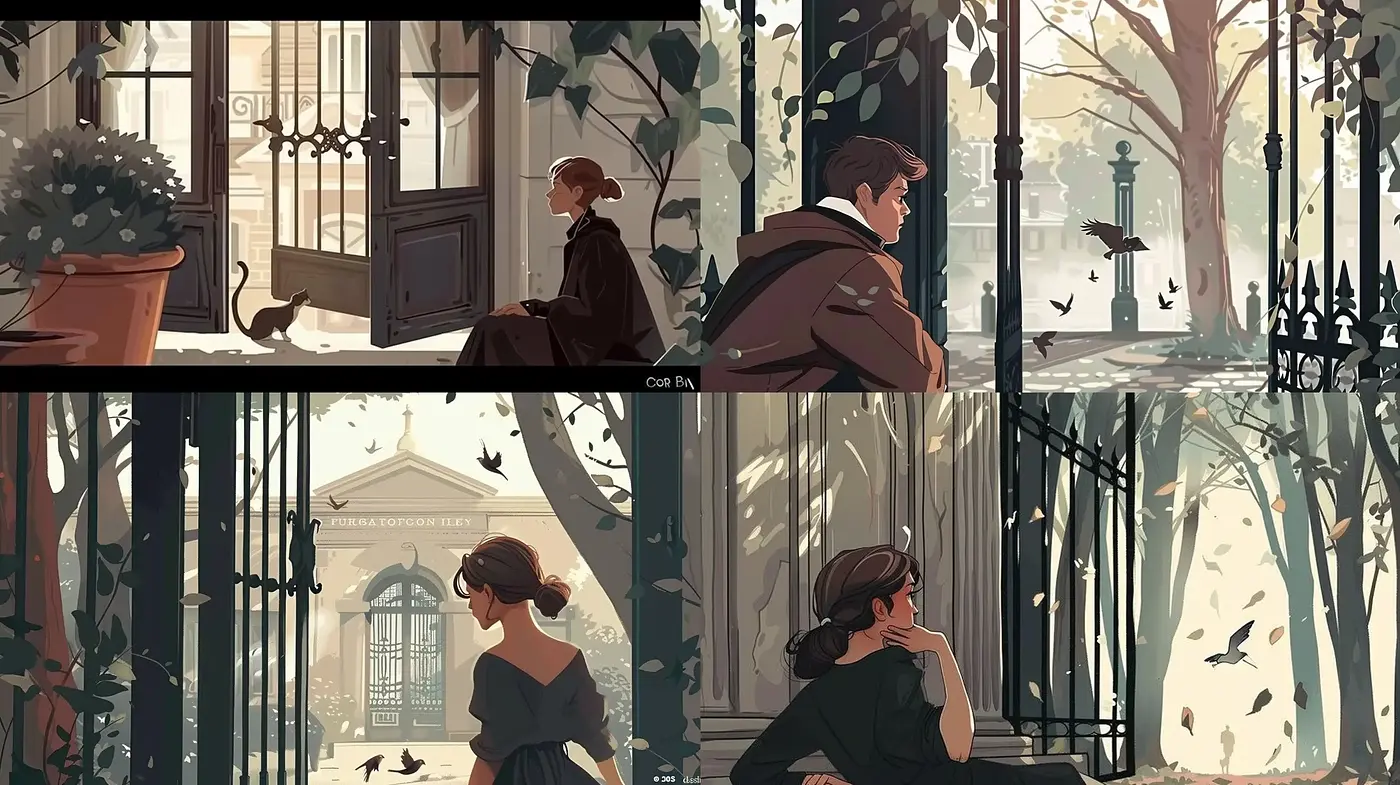 Elegantly Stylized Nostalgic Reflections in Sepia Tones - Midjourney sref style