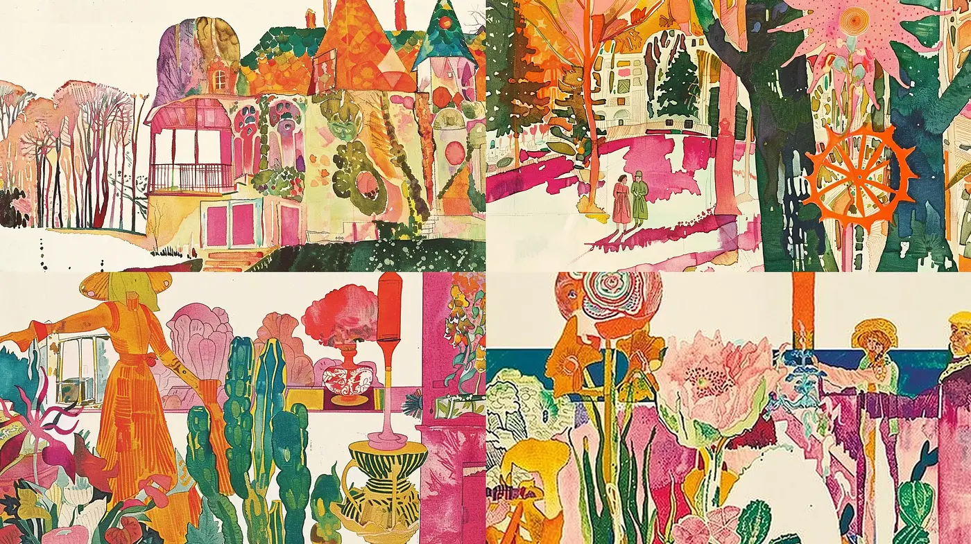 Whimsical Dreamscape Collage with Fauvist Tendencies - Midjourney sref style