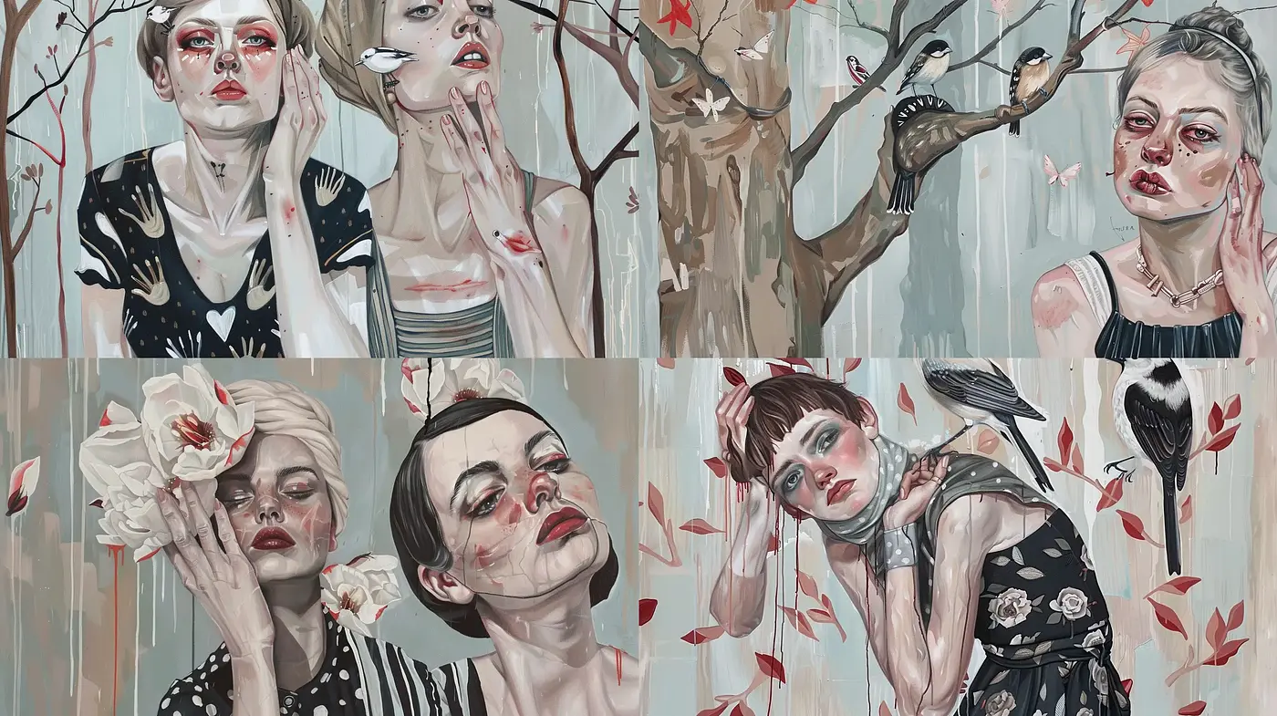 Ethereal Melancholy: Brushstroke Realism Fused with a Dreamy Whimsy - Midjourney sref style