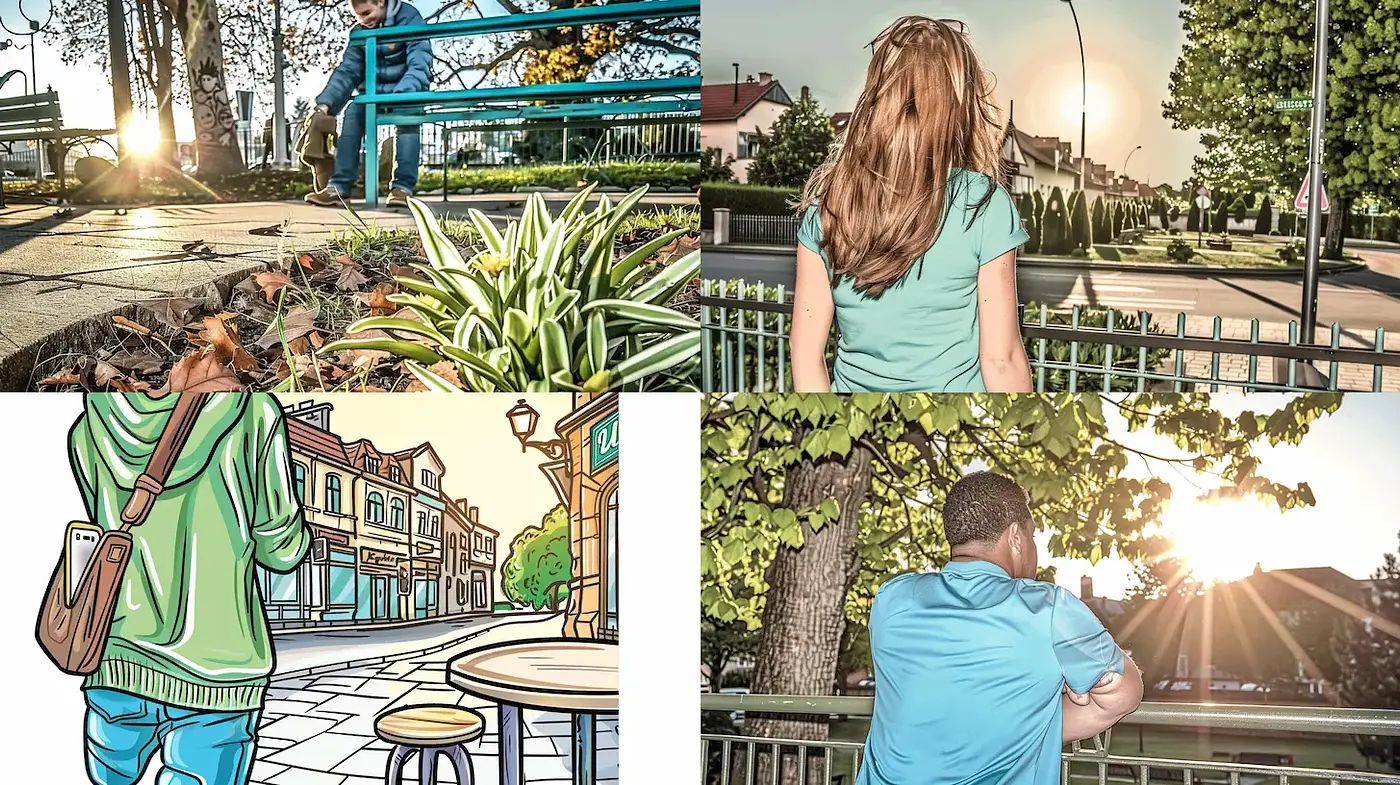 Illustrative Modern Urban Scenes with a Nostalgic Touch - Midjourney sref style