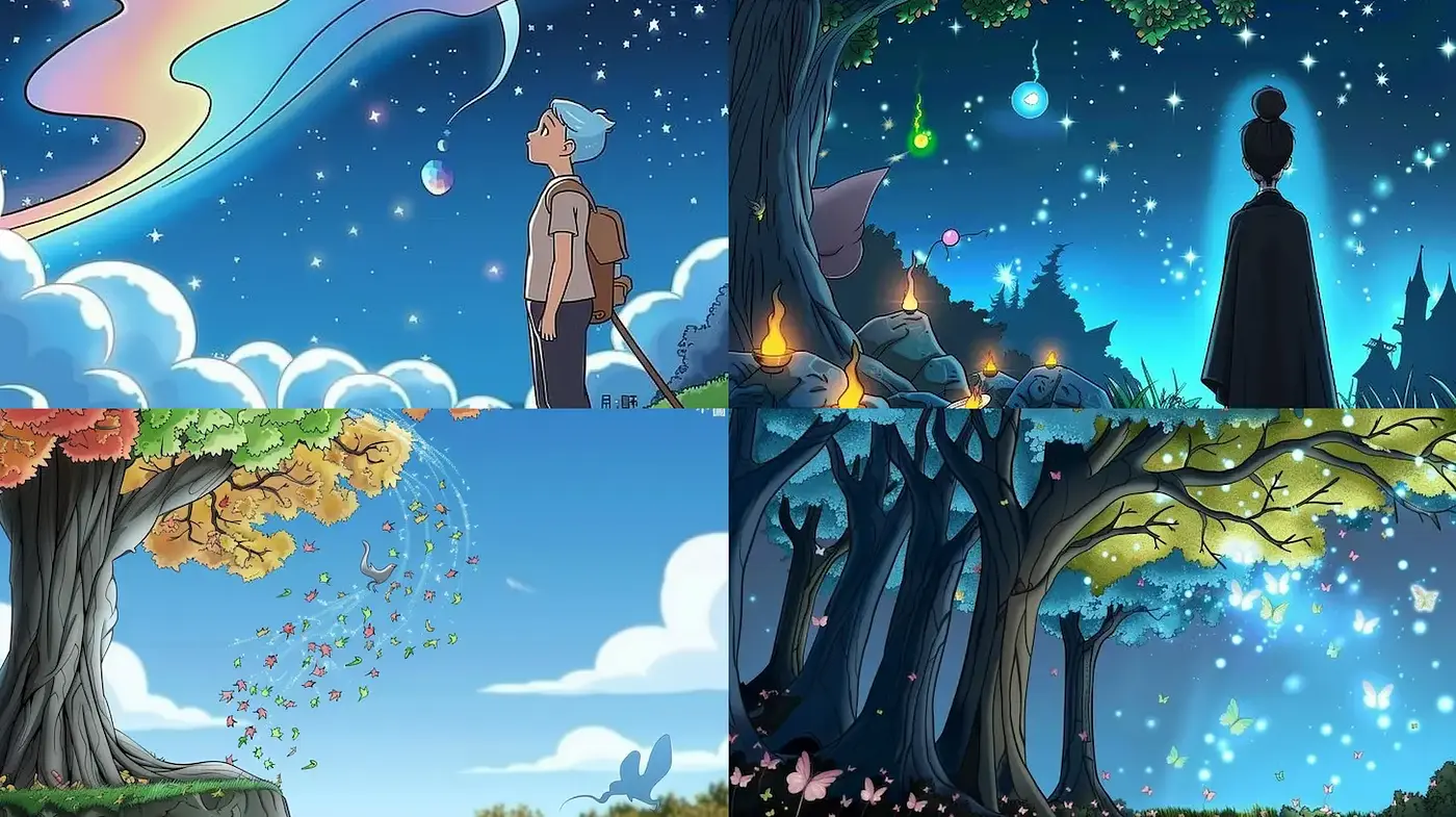 Whimsical and Vibrant Fantasy Landscapes with a Touch of Nostalgia - Midjourney sref style