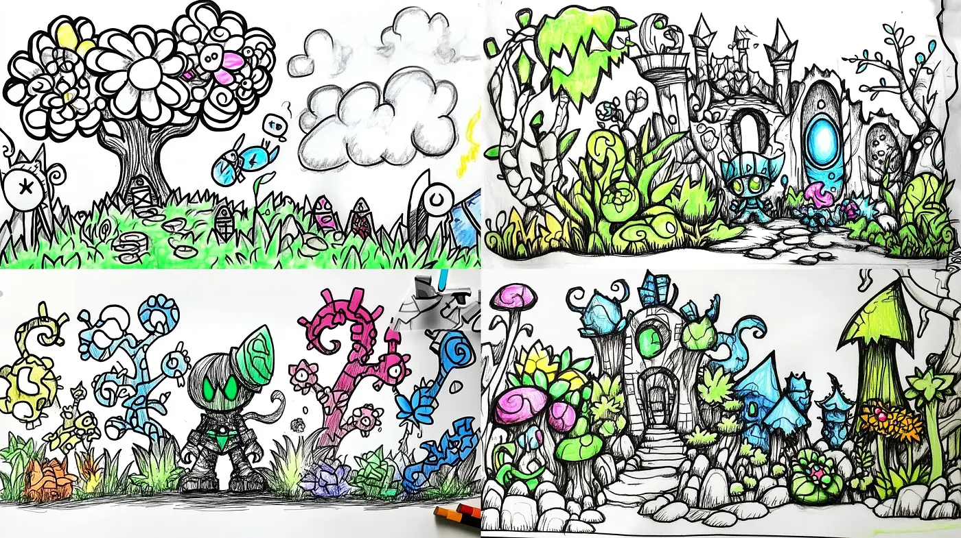 Whimsical Fantasy Hand-drawn Worlds with a Touch of Surrealism - Midjourney sref style