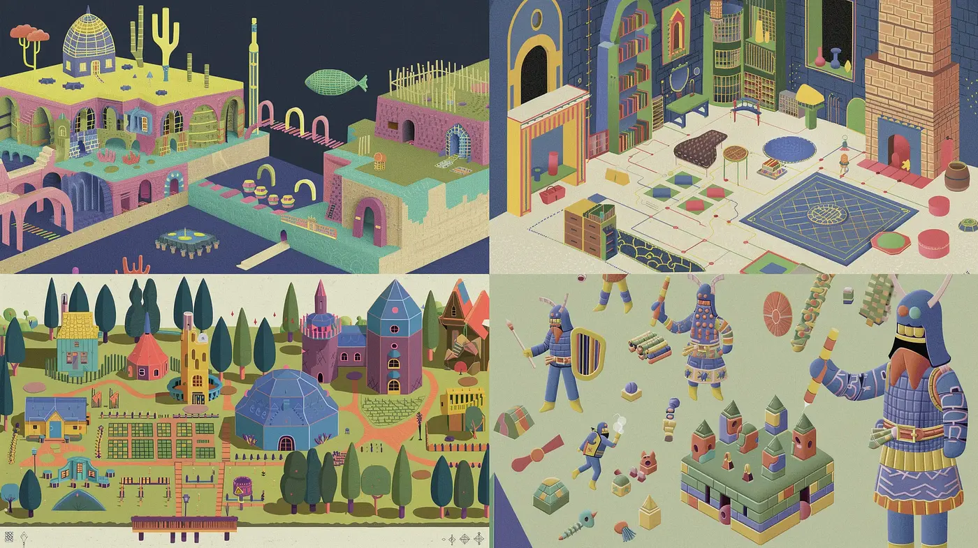 Eclectic Storybook Fantasy Illustration - Midjourney sref style