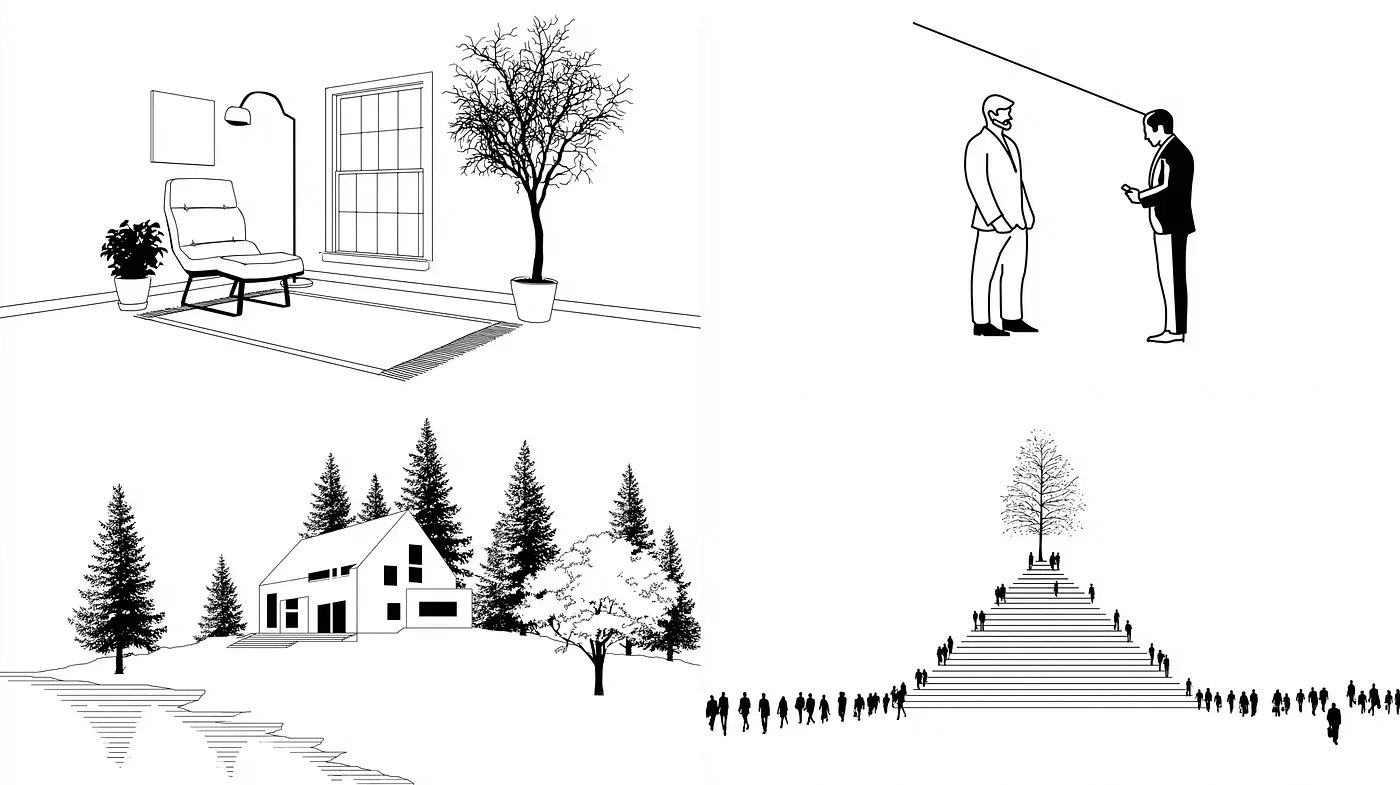 Black and White Minimalism with Geometric Influences - Midjourney sref style