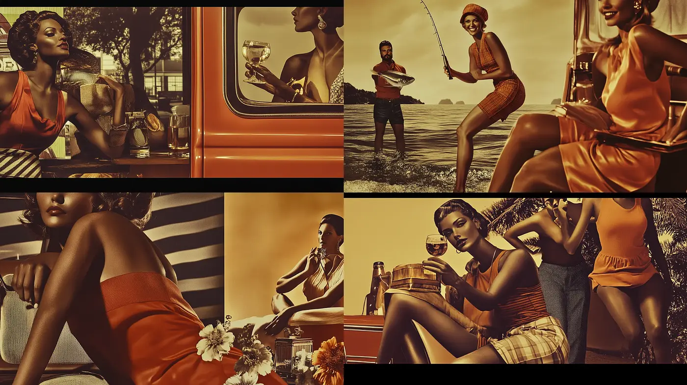 Retro Sepia Toned Elegance with Contemporary Photorealistic Touch - Midjourney sref style