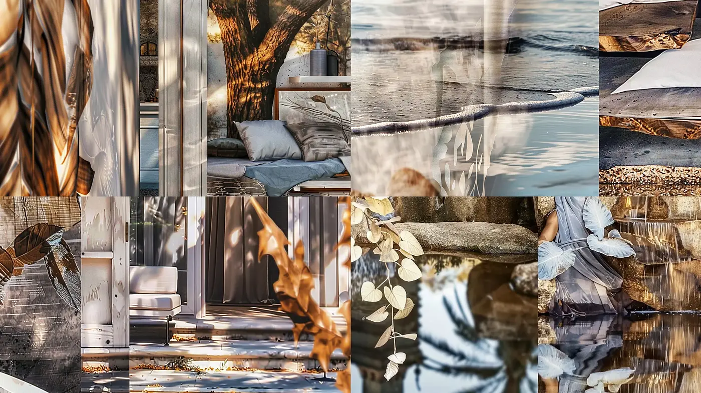 Tranquil Nature Intersected by Modern Tranquility and Abstract Division - Midjourney sref style