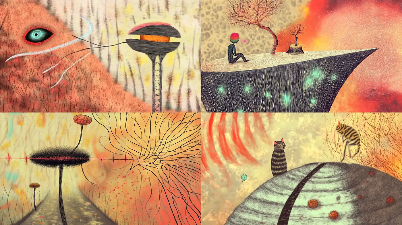 Surreal Dreamscapes with Ethereal Textures and Warm Tones - Midjourney sref style
