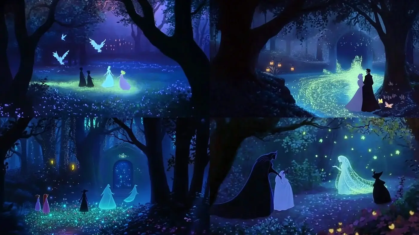 Enchanted Midnight Reverie with Ethereal Luminescence - Midjourney sref style