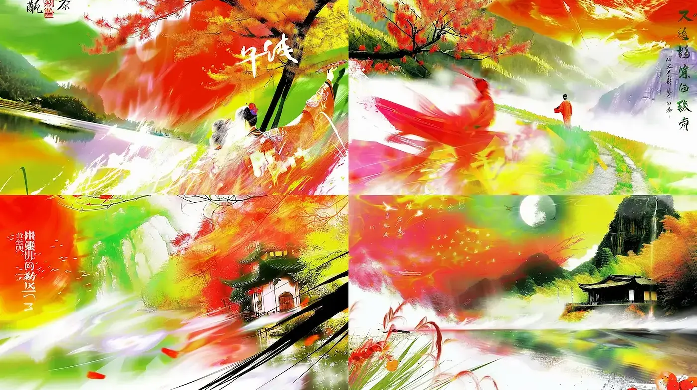 Dynamic and Expressive Abstract Nature Illustration - Midjourney sref style