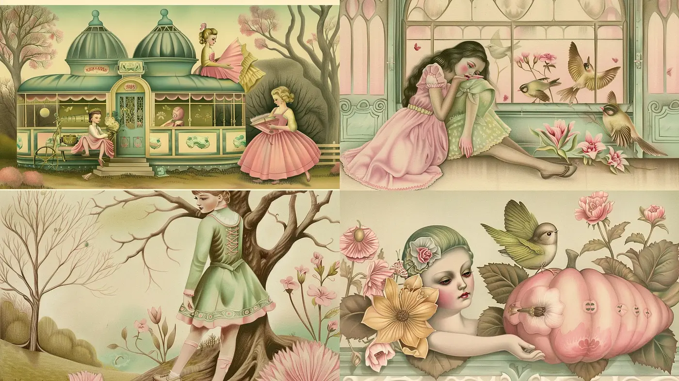 Enchanted Pastel Storybook Illustrations - Midjourney sref style