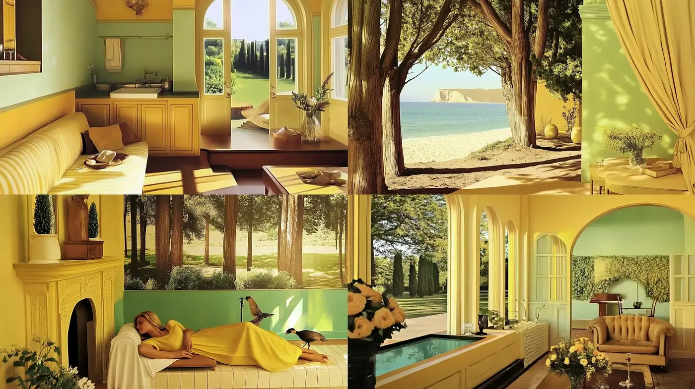 Sunny Mediterranean Elegance with a Harmonious Golden Touch - Midjourney sref style