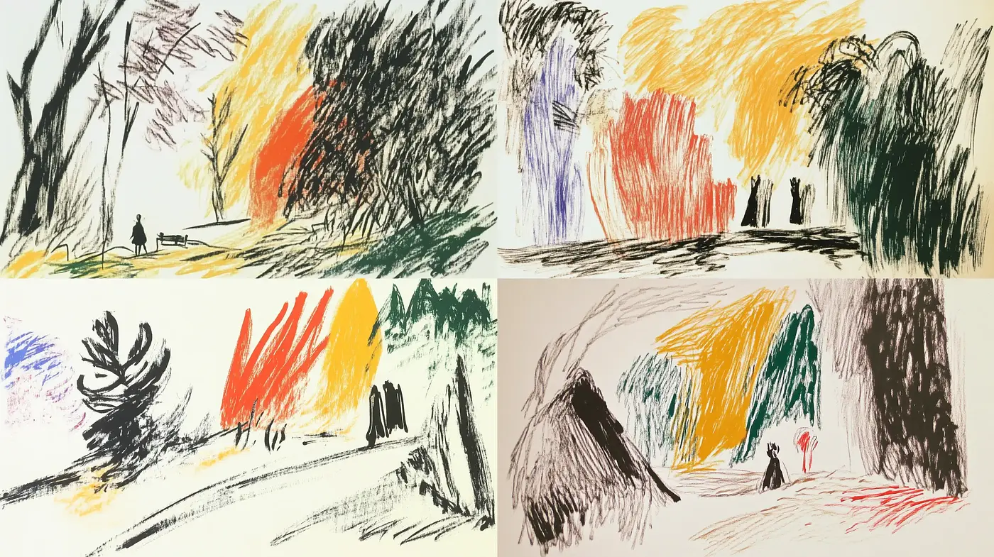 Expressive Brushwork and Vivid Abstraction in Stylized Landscapes - Midjourney sref style