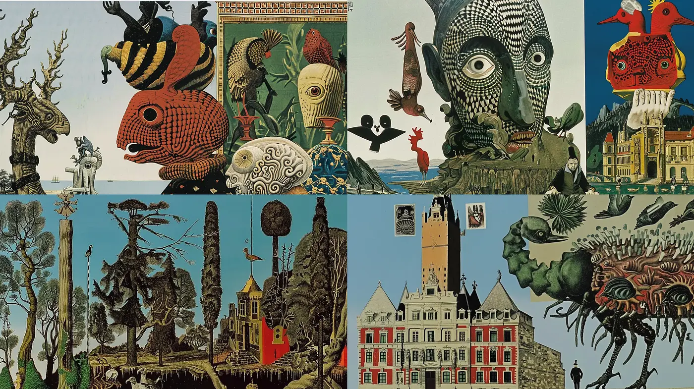 Surreal Dreamscapes with Eccentric Botanical Elements - Midjourney sref style