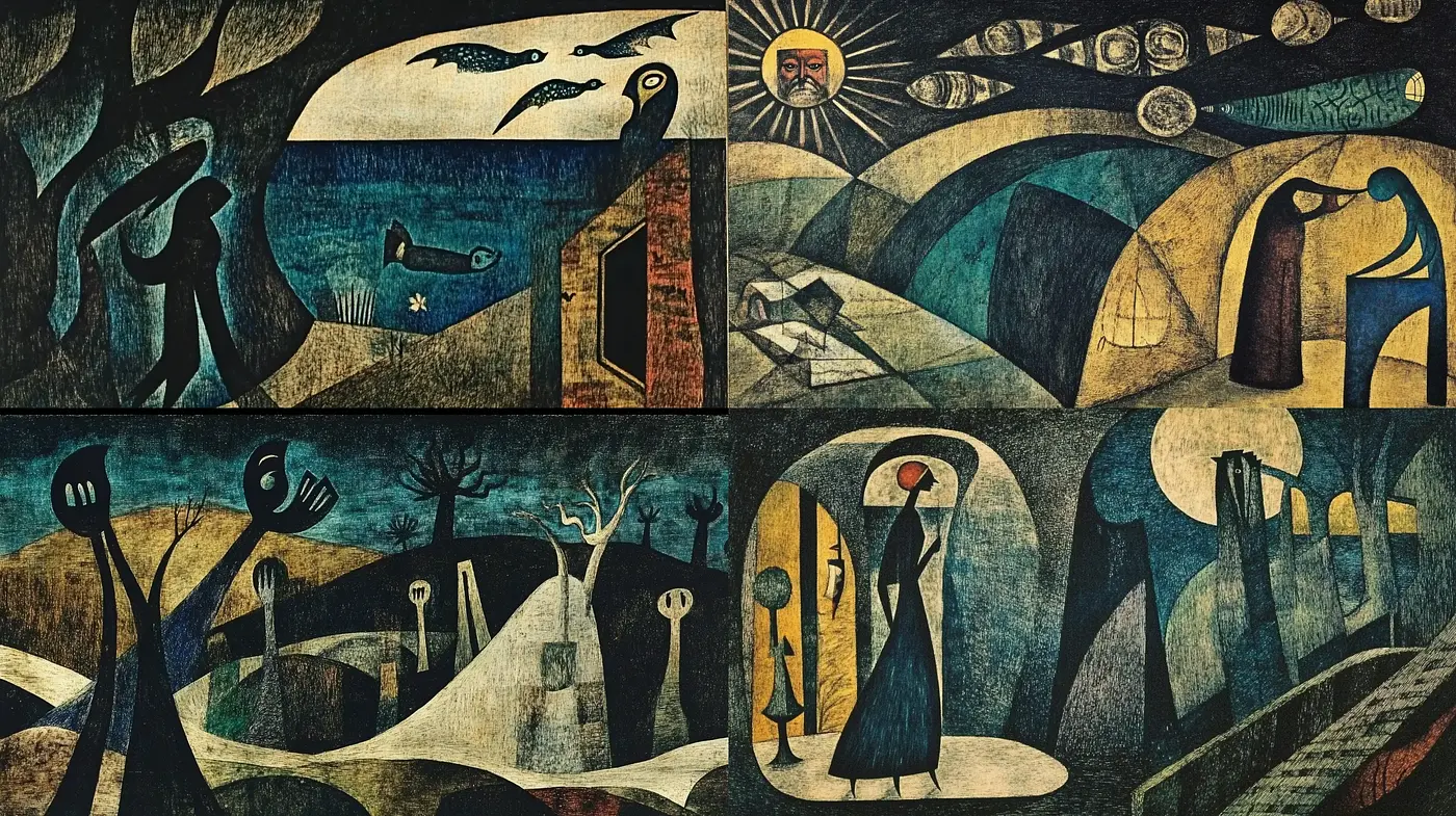 Ancient Tapestry of Mythical Dreamscapes - Midjourney sref style