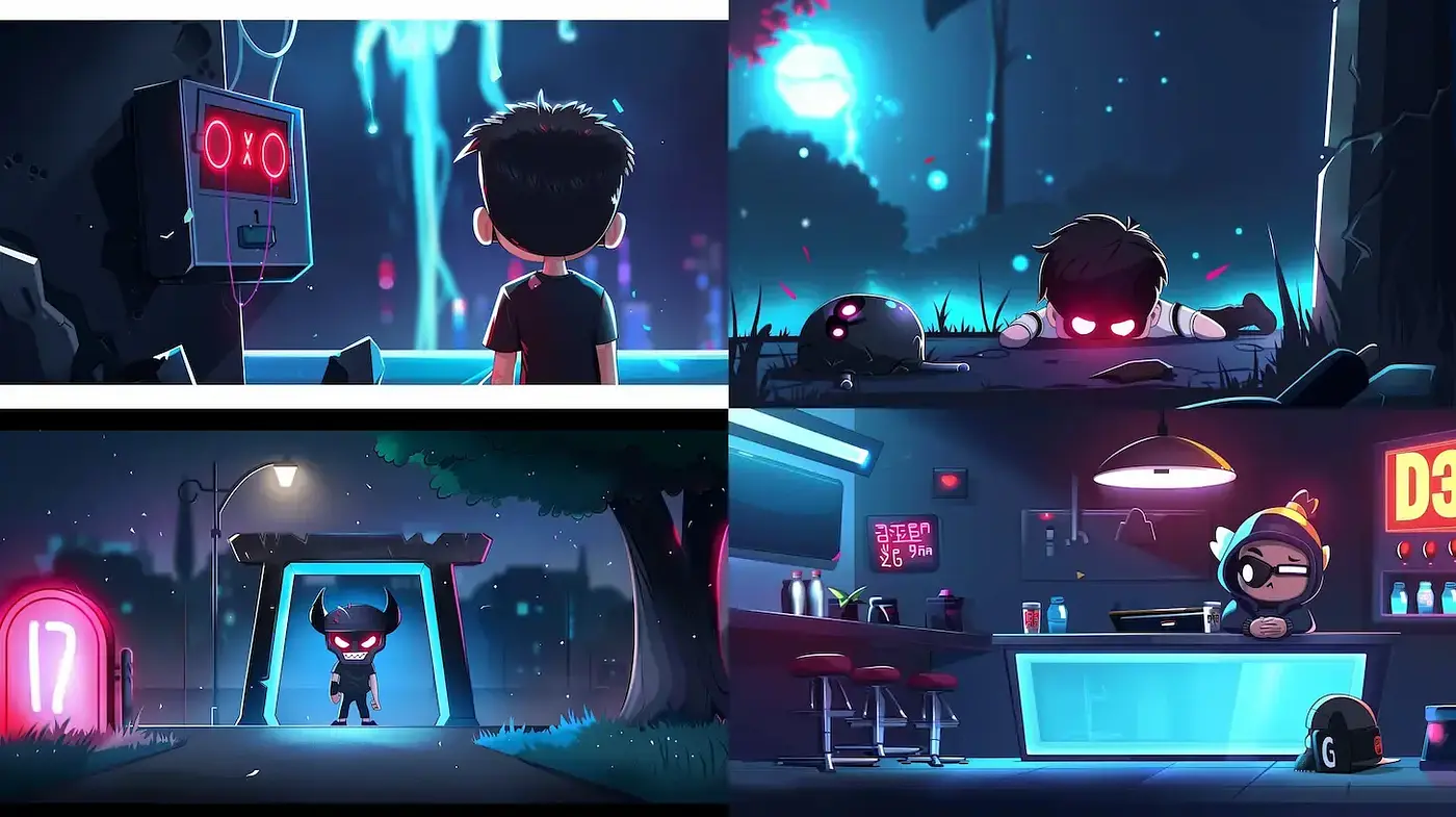 Neon-Noir Nightscape: A Cinematic Journey through Luminous Dreamscapes - Midjourney sref style