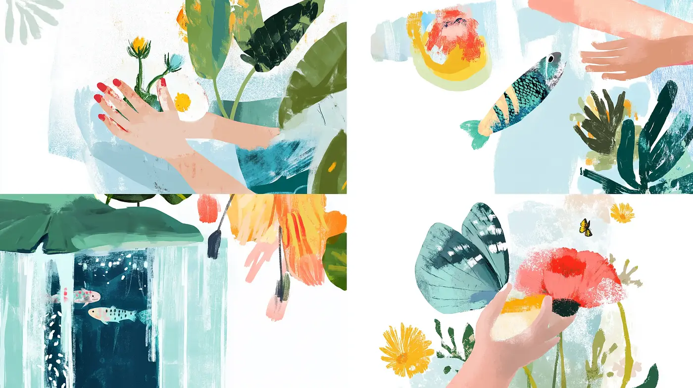 Ethereal Botanical Illustrations with a Whimsical Color Splash - Midjourney sref style
