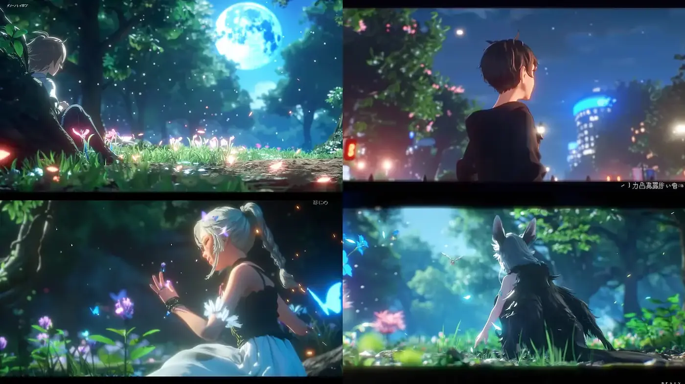 Enchanted Nighttime Landscapes with Ethereal Characters - Midjourney sref style