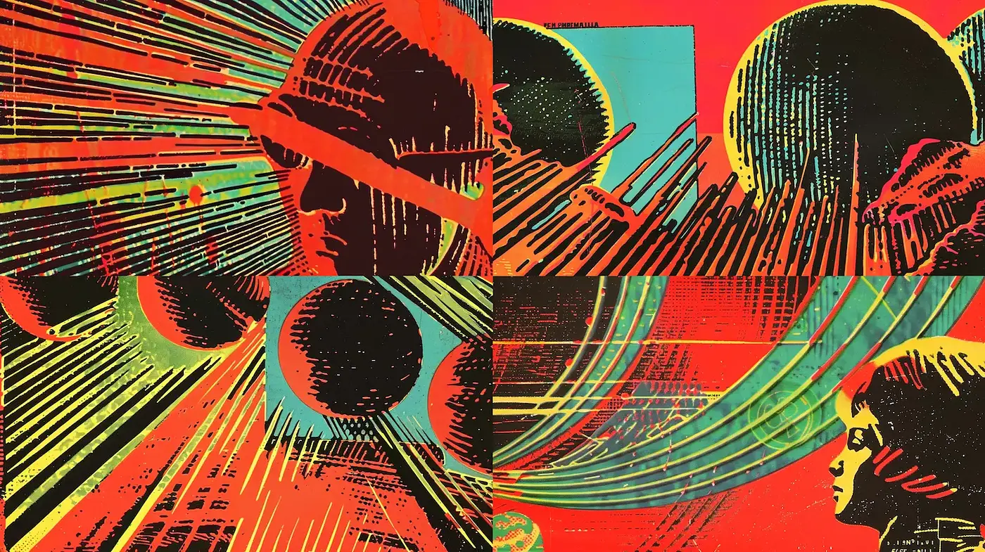 Vibrant Retro Futurism with Bold Graphic Elements - Midjourney sref style