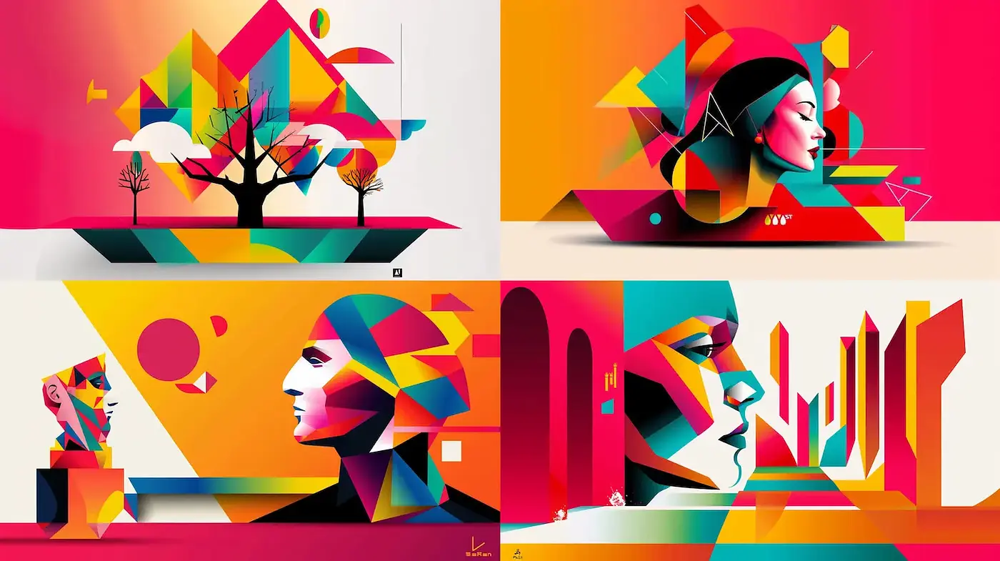 Vibrant Geometric Abstraction with a Contemporary Flair - Midjourney sref style