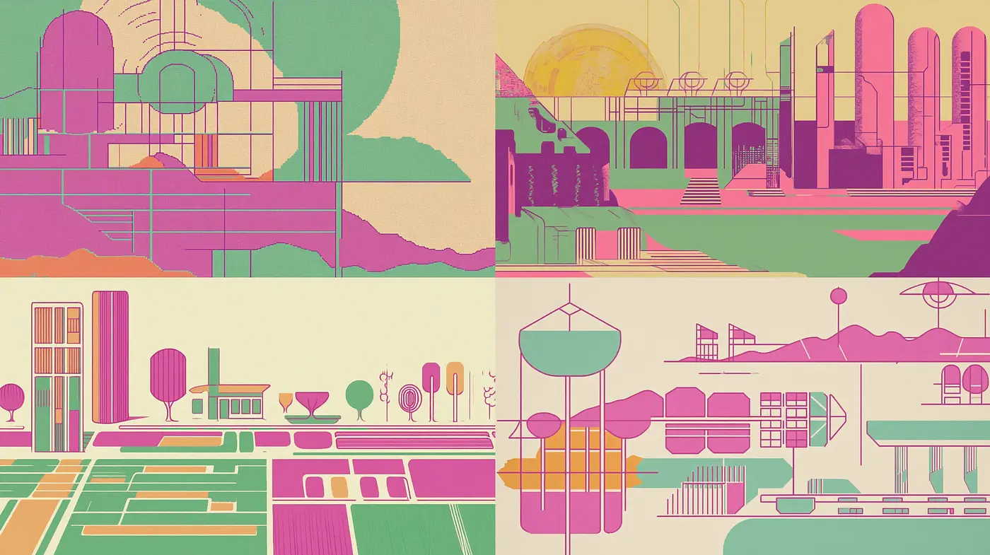 Synthesized Retro-Futurism with Pastel Harmony - Midjourney sref style