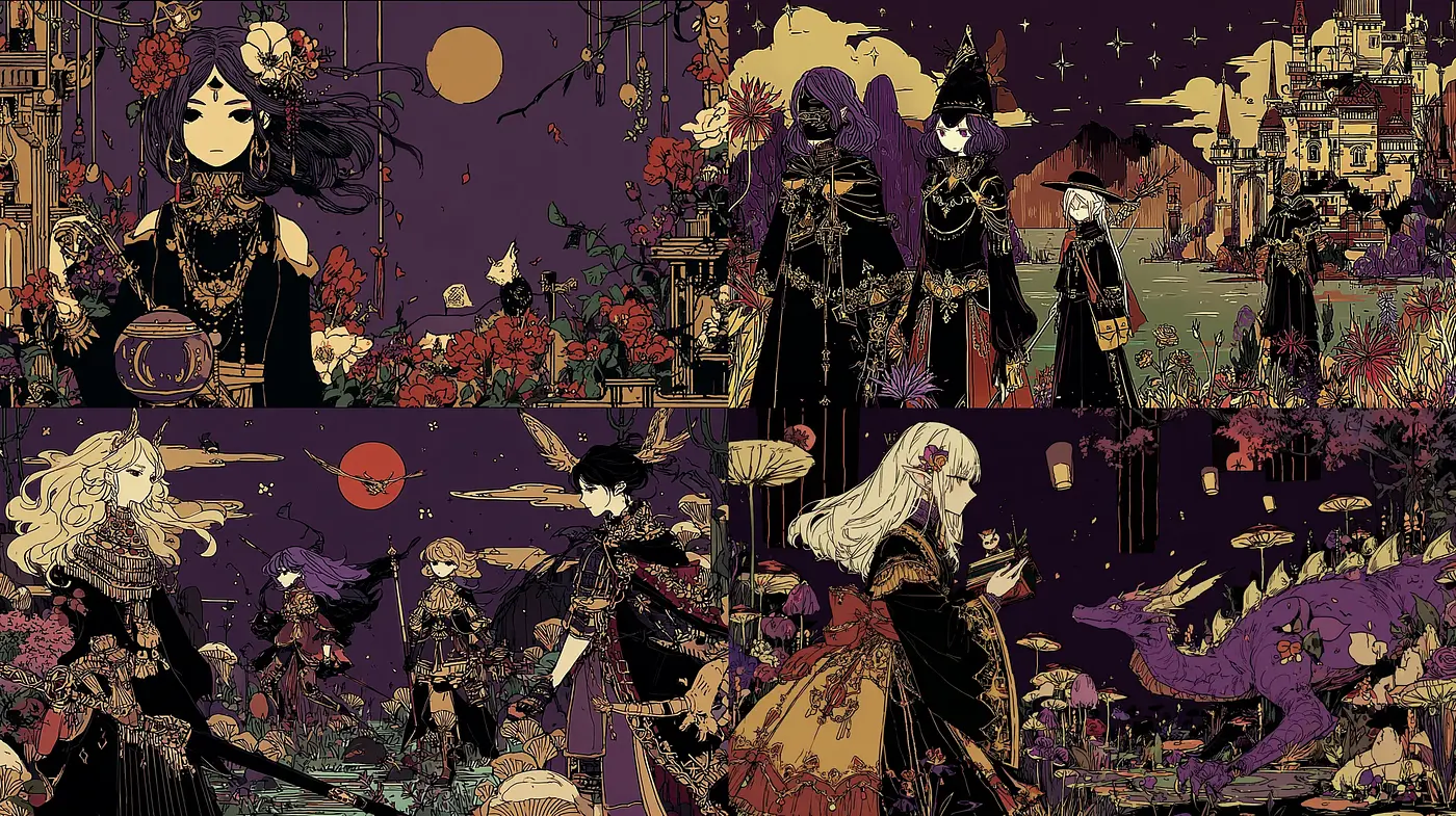 Dark Fantasy Illustrations with Lush Details and Rich Symbolism - Midjourney sref style
