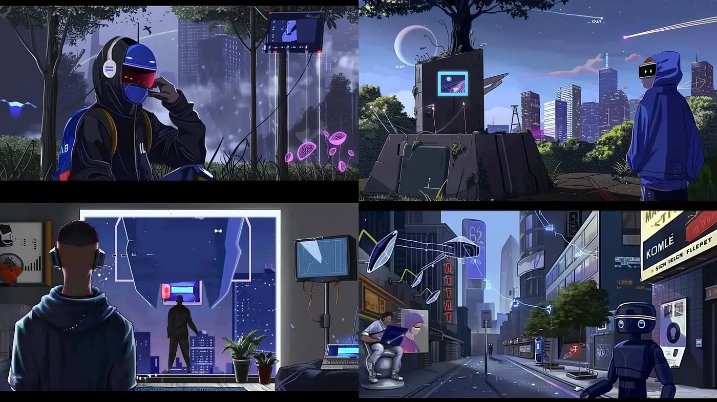 Futuristic Metropolis at Twilight: A Neon Cyberpunk Vision - Midjourney sref style
