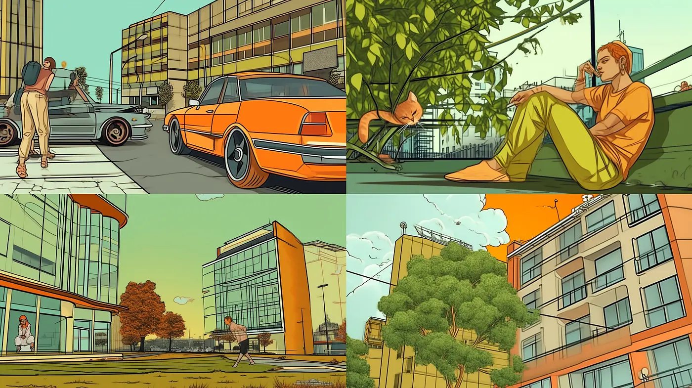 Harmonious Hues of Urban Tranquility in Contemporary Graphic Illustration - Midjourney sref style