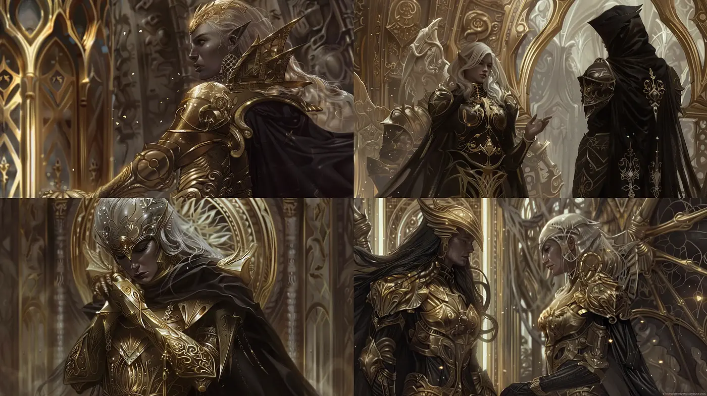 Majestic Elegance in Gilded Glory: A Fusion of Baroque and High Fantasy - Midjourney sref style