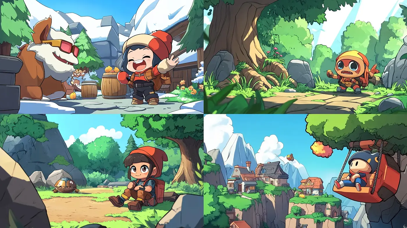 Bright and Whimsical Cartoon Adventure - Midjourney sref style