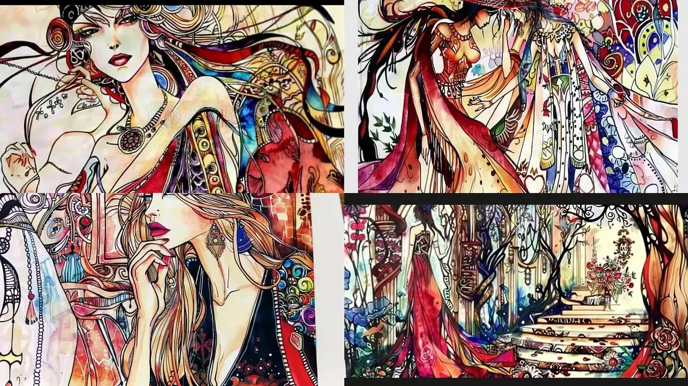 Whimsical and Colorful Illustrations with Organic Elements - Midjourney sref style