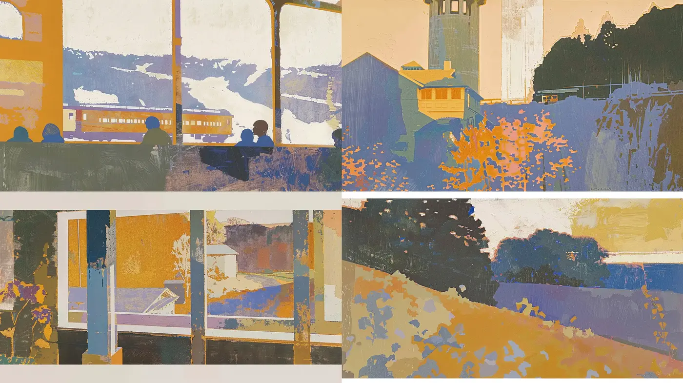 Abstracted Natural Forms in Amber Tones - Midjourney sref style