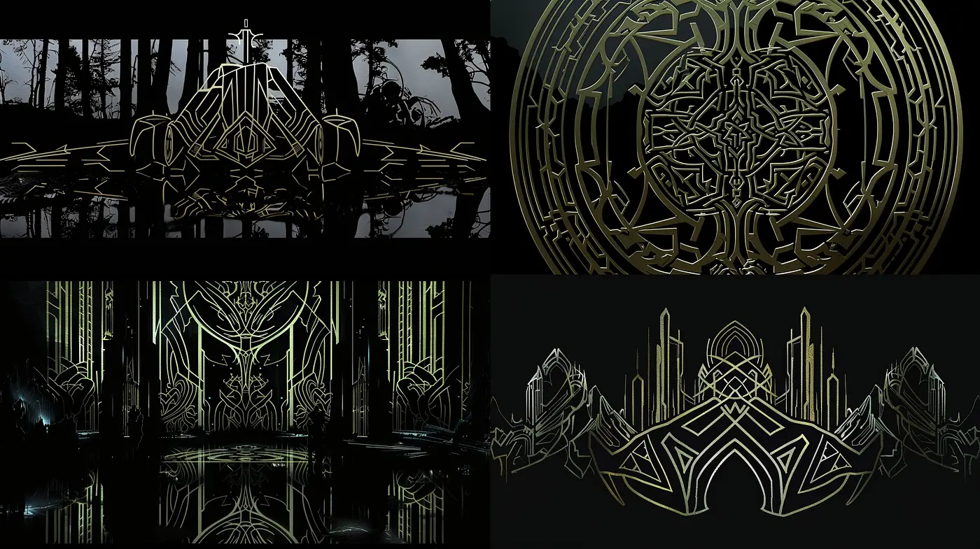 Ethereal Nocturne: A Fusion of Art Nouveau Elegance and Neon Cyberpunk Ambiance - Midjourney sref style