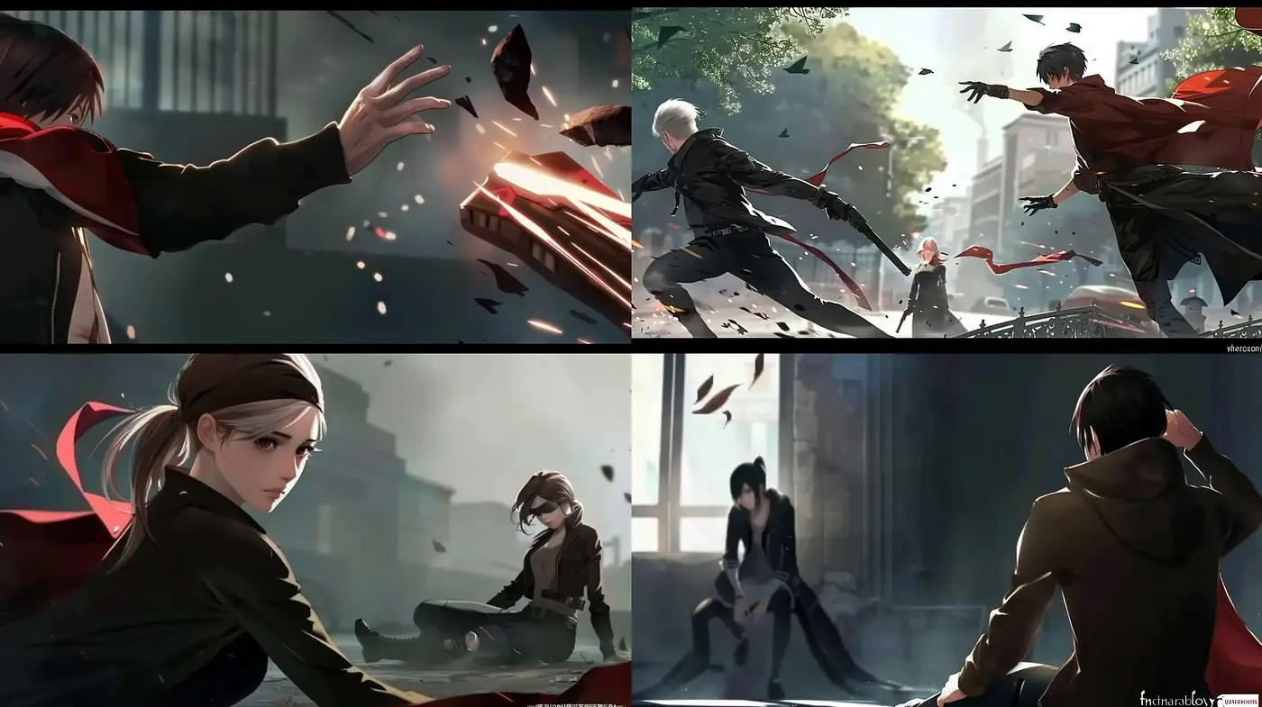 Dynamic Anime-Influenced Action Scenes - Midjourney sref style