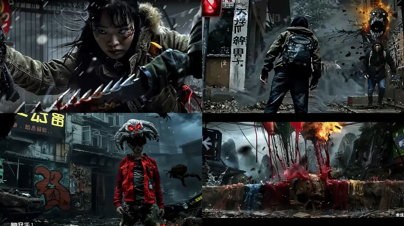 Dystopian Urban Survival with Cyberpunk Elements - Midjourney sref style
