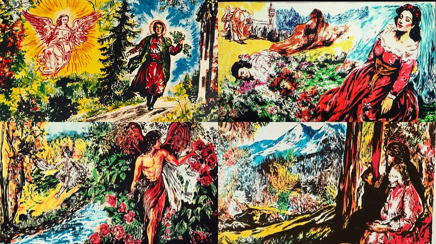 Vividly Expressive Folk Art with Symbolic Elements - Midjourney sref style