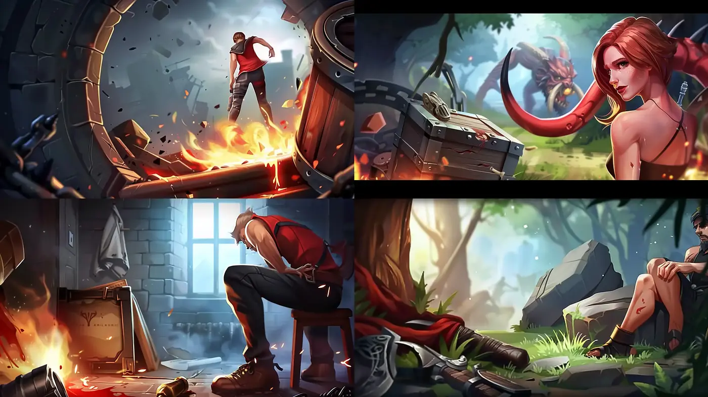 Dynamic Storybook Illustration with Vivid Storytelling and Cinematic Lighting - Midjourney sref style