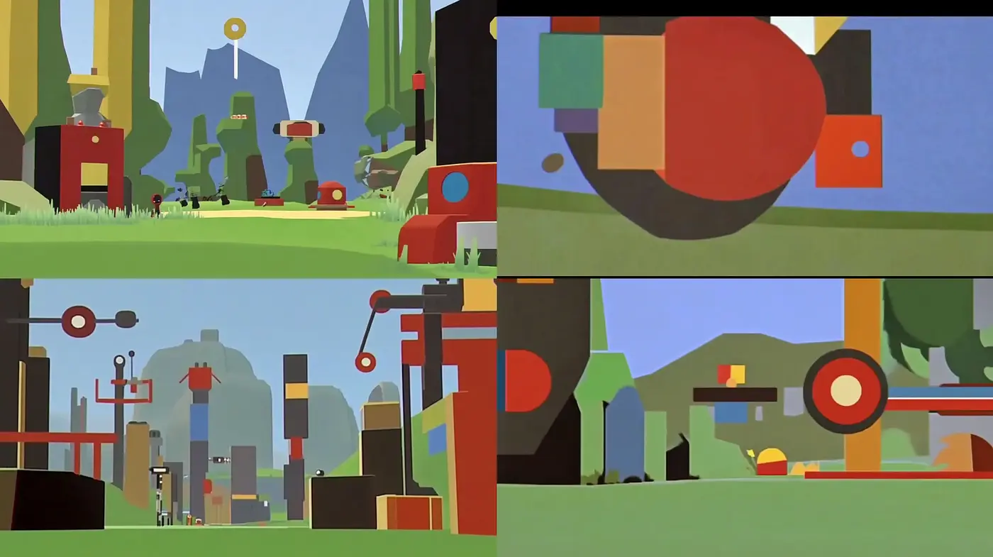 Geometric Abstraction in a Modernist Landscape - Midjourney sref style